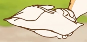 A Japari Bun, stored in its wrapper and sealed with tape, as seen in the original Kemono Friends anime.