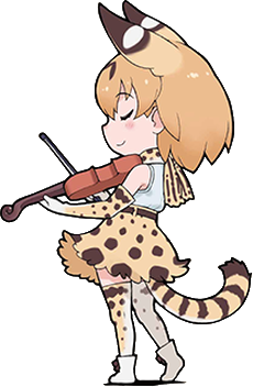 Serval playing the violin.